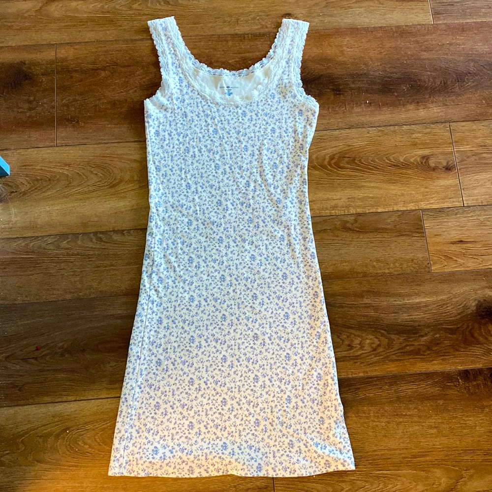 Brandy Melvilles White cotton dress with blue bonnets on it. Never washed.